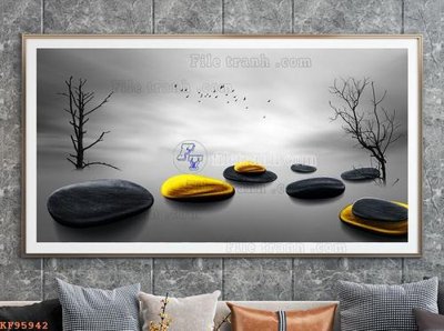 Tải file File tranh hiện đại pha lê gương KF95942 (gốc) chủ đề hoa sen