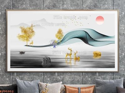 File gốc File tranh hiện đại pha lê gương KF95952 (in mica) làm bảng hiệu