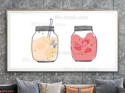 File in trần File tranh hiện đại pha lê gương KF95997 (bản gốc) mây trời