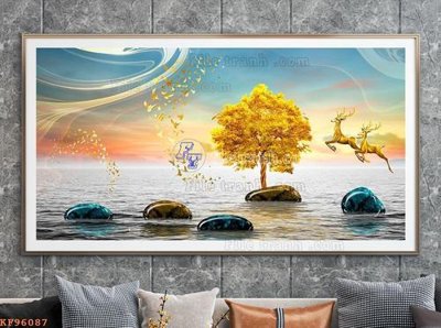 File in ấn File tranh hiện đại pha lê gương KF96087 chuyên nghiệp