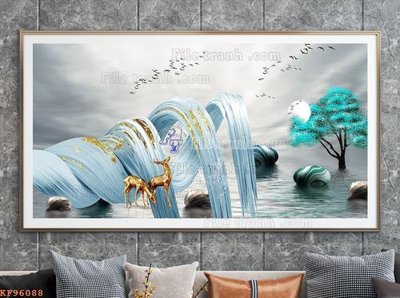 File tranh File tranh hiện đại pha lê gương KF96088 (bản gốc) treo phòng ăn