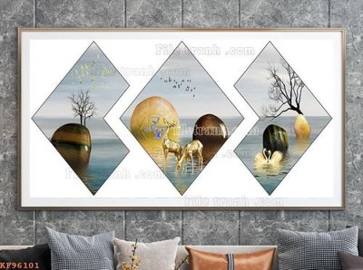 File in trần File tranh hiện đại pha lê gương KF96101 (bản gốc) hoa văn