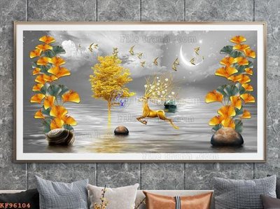 File gốc File tranh hiện đại pha lê gương KF96104 (in lụa) chi tiết cao