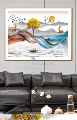 File in trần File tranh hiện đại pha lê gương KF96269 (file gốc) hoa văn 3D