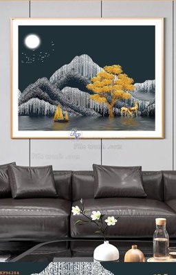 File gốc File tranh hiện đại pha lê gương KF96284 (in lụa) trang trí tường