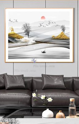 File in trần File tranh hiện đại pha lê gương KF96309 (bản gốc) mây trời