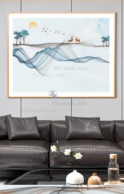 File in trần File tranh hiện đại pha lê gương KF96320 (bản gốc) bầu trời