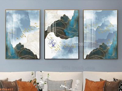 File PSD File tranh hiện đại pha lê gương KF96407 (bản gốc) đã tách nền