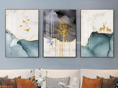 File tranh File tranh hiện đại pha lê gương KF96429 (file gốc) chủ đề phong thủy