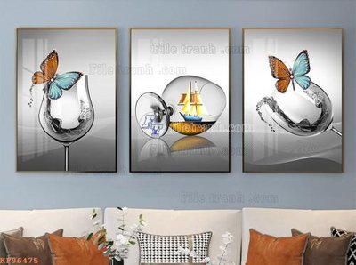 Ảnh gốc File tranh hiện đại pha lê gương KF96475 (độ nét cao) in mica