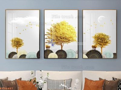 File in trần File tranh hiện đại pha lê gương KF96487 (bản gốc) trời sao