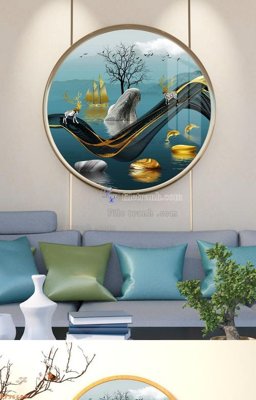 File PSD File tranh hiện đại pha lê gương KF96699 (gốc) nhiều lớp (multi-layer)