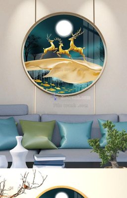 File gốc File tranh hiện đại pha lê gương KF96708 (in lụa) trang trí tường