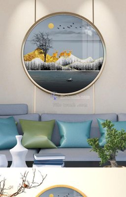 File gốc File tranh hiện đại pha lê gương KF96723 (in lụa) hoa văn cổ điển