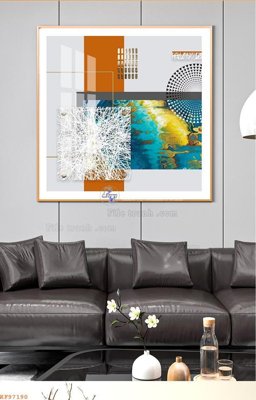 Tải file File tranh hiện đại pha lê gương KF97190 (gốc) chủ đề hoa sen