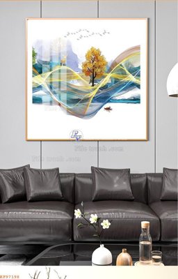 File gốc File tranh hiện đại pha lê gương KF97198 (in lụa) hoa văn cổ điển