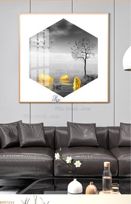 File gốc File tranh hiện đại pha lê gương KF97214 (PNG) không nền chất lượng