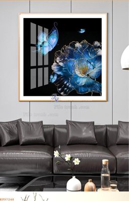 Download file gốc File tranh hiện đại pha lê gương KF97248 (in lụa) hoa lá