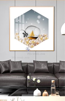 File gốc in ấn File tranh hiện đại pha lê gương KF97256 độ phân giải cao