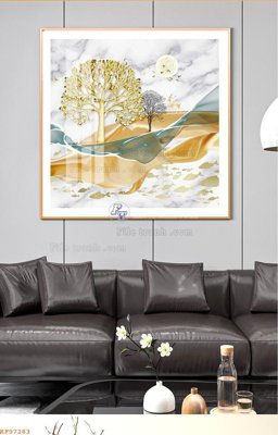 File gốc File tranh hiện đại pha lê gương KF97283 (in lụa) tranh phong thủy