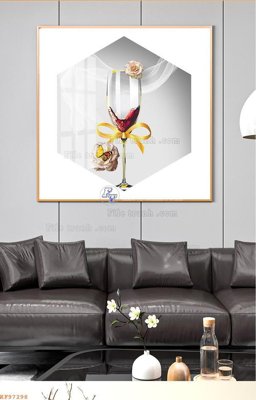 Hình ảnh file gốc in trần nhà File tranh hiện đại pha lê gương KF97298