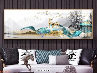 Hình ảnh file gốc in trần nhà File tranh hiện đại pha lê gương KF97677