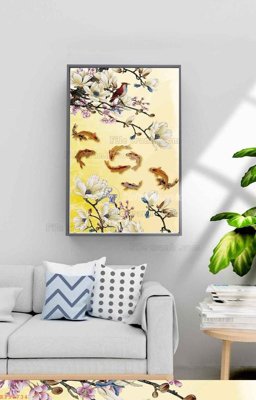 Hình ảnh file gốc in trần nhà File tranh hiện đại pha lê gương KF98734