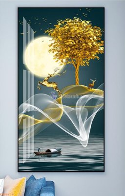 File gốc in ấn File tranh hiện đại pha lê gương KF98876 độ phân giải cao