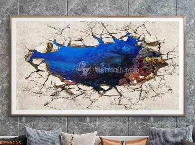 File in trần File tranh hiện đại pha lê gương KF99116 (bản gốc) đại dương