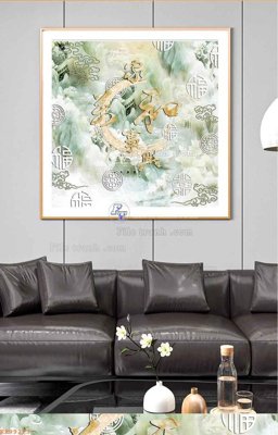 File in mica File tranh hiện đại pha lê gương KF99223 (bản gốc) làm vách ngăn