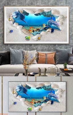 File in trần File tranh hiện đại pha lê gương KF99244 (bản gốc) bầu trời