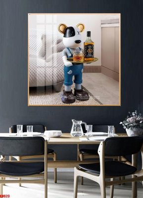 File in trần File tranh kawas gấu bearbrick KW620 (bản gốc) mây trời