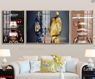 Tải file File tranh kawas gấu bearbrick KW788 (PSD) cho in tranh 3D