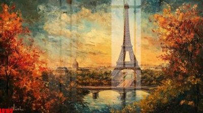 Chi tiết file tranh tráng gương File gốc in tranh paris tháp Eiffel LD169 (ảnh gốc)