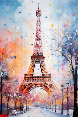 Tải file File gốc in tranh paris tháp Eiffel LD263 (PSD) cho in tranh 3D