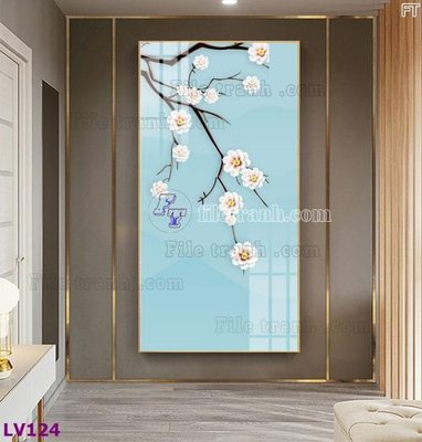 File gốc Tranh trang trí lối vào 1 tấm LV124 (in lụa) hoa văn cổ điển