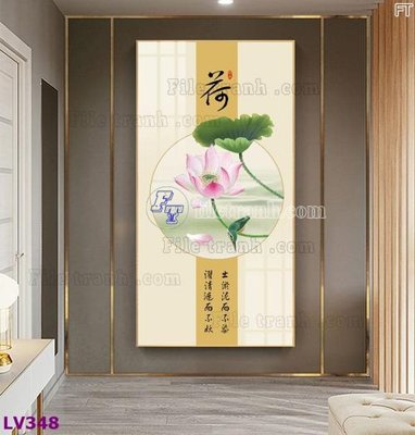 File tranh Tranh trang trí lối vào 1 tấm LV348 (bản gốc) in lụa 5D