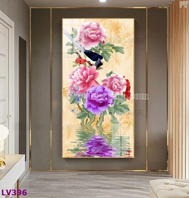 Tải file Tranh trang trí lối vào 1 tấm LV396 (gốc) chủ đề hoa sen