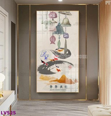 File gốc Tranh trang trí lối vào 1 tấm LV525 (in lụa) tranh mã đáo