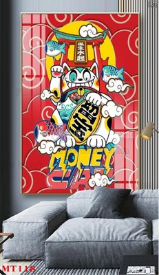 File in ấn File tranh con mèo thần tài MT118 (bản gốc) cao cấp