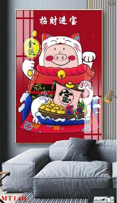 File tranh in trần 3D File tranh con mèo thần tài MT140 (ảnh gốc)