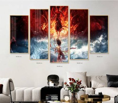 File PSD File in tranh bộ 5 tấm natra ma đồng giáng thế NA1202 (bản gốc) đã tách nền