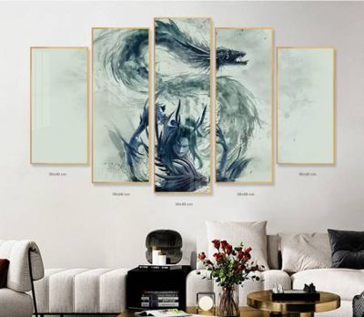 File tranh File in tranh bộ 5 tấm natra ma đồng giáng thế NA1205 (gốc) chủ đề trừu tượng