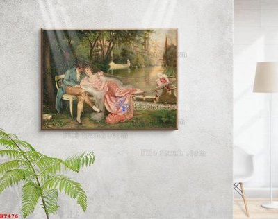 File gốc Tranh phục hưng nhân vật châu âu NT476 (in lụa) tranh mã đáo