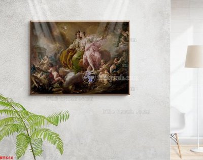 File gốc Tranh phục hưng nhân vật châu âu NT680 (in lụa) họa tiết 3D