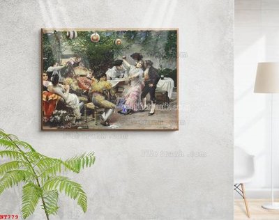 File in mica Tranh phục hưng nhân vật châu âu NT779 (bản gốc) làm vách ngăn