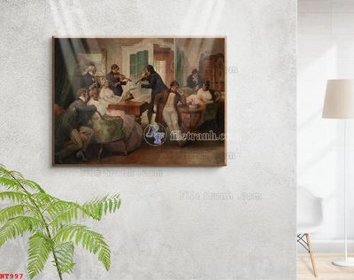 Ảnh gốc Tranh phục hưng nhân vật châu âu NT997 (nét căng) in mica