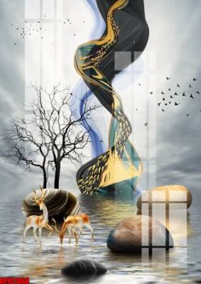 File tranh file tranh bộ decor in treo tường tráng gương OPIC1468 (file gốc) chuẩn màu in