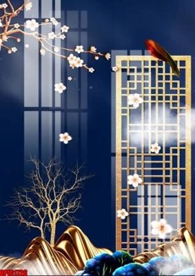 File in ấn file tranh bộ decor in treo tường tráng gương OPIC1726 (bản gốc) từ file gốc