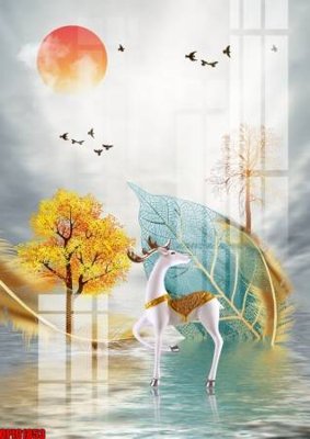 File gốc file tranh bộ decor in treo tường tráng gương OPIC1853 (phong cách) tối giản